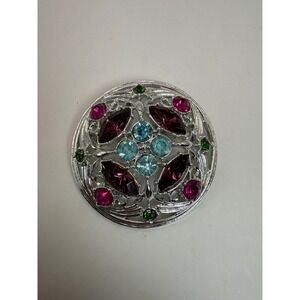 Vintage Sarah Coventry Silver Tone Rhinestone Brooch – Multicolor Crystal Pin